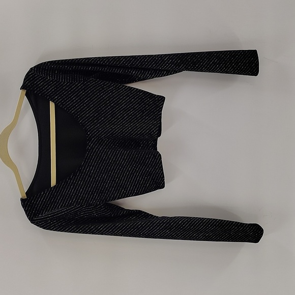 Gianni Bini black long sleeve sparkle velvety rhinestone crop top Size Medium - Picture 4 of 7